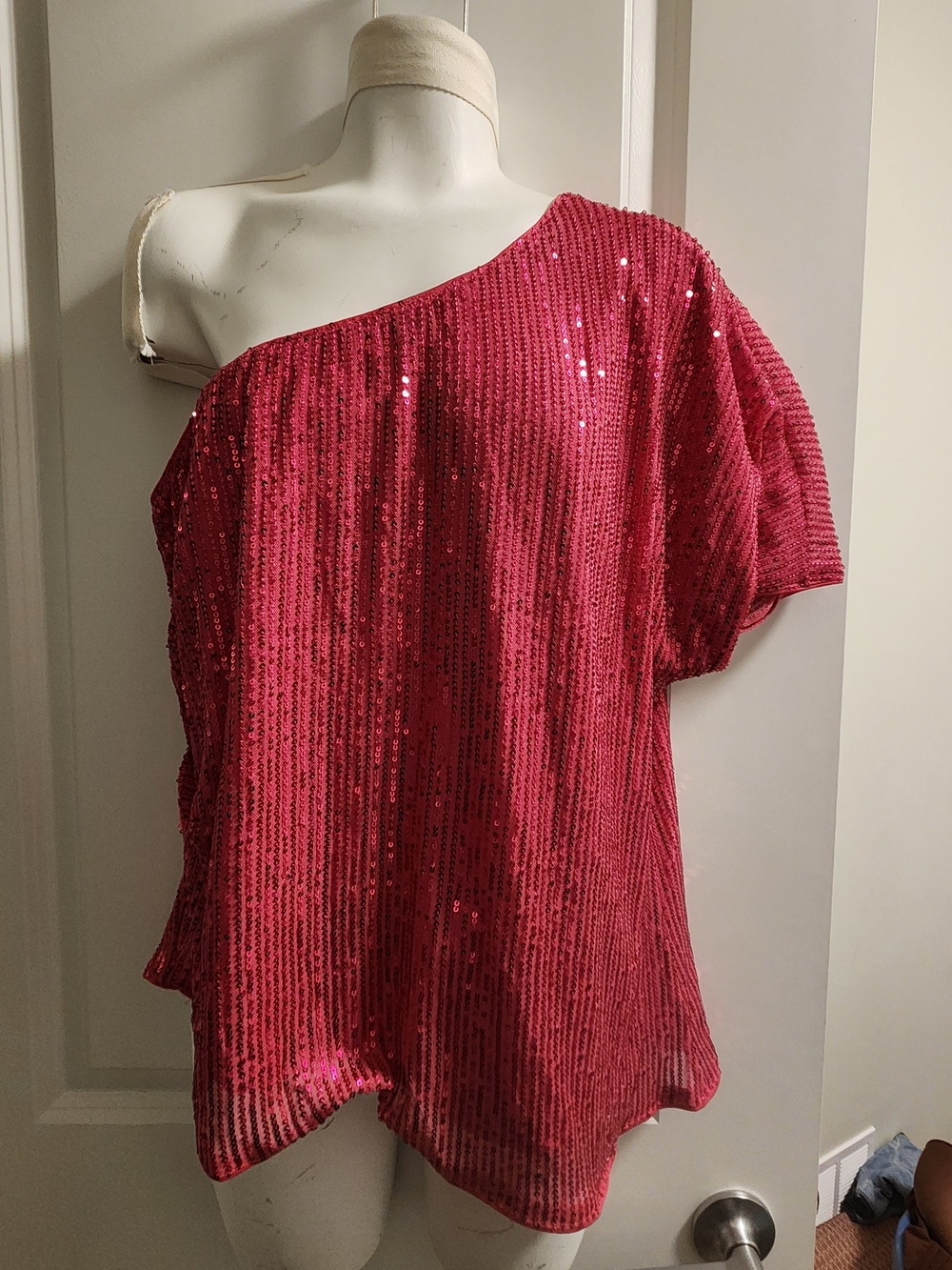 One-Shoulder Sequined Top
